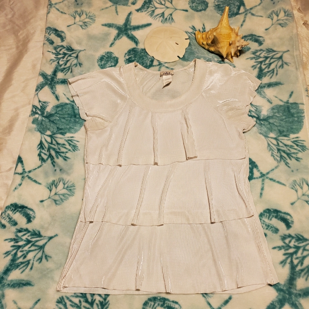 Cato White Ribbed Blouse